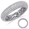 ESTATE 1.36CT DIAMOND 14KT WHITE GOLD MULTI ROW PAVE ETERNITY ANNIVERSARY RING