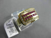 ESTATE 1.40CTW ROUND DIAMOND & AAA RUBY 14KT YELLOW GOLD SQUARE COCKTAIL RING