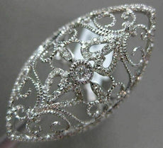 ESTATE .96CT DIAMOND 14KT WHITE GOLD 3D OPEN FILIGREE DOUBLE HEART COCKTAIL RING