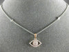 ESTATE .26CT WHITE & PINK DIAMOND 18KT WHITE & ROSE GOLD EVIL EYE LUCKY NECKLACE