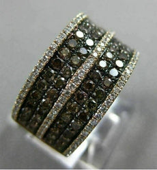 ESTATE 1.85CT WHITE CHOCOLATE FANCY DIAMOND 18K ROSE GOLD MULTI ROW WEDDING RING