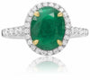 ESTATE 2.60CT DIAMOND & AAA EMERALD 18K 2 TONE GOLD OVAL CLASSIC ENGAGEMENT RING