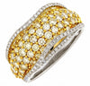 ESTATE WIDE 2.44CT WHITE & FANCY YELLOW DIAMOND 14KT 2 TONE GOLD MULTI ROW RING