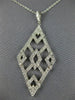 ESTATE LARGE .60CT DIAMOND 18KT WHITE GOLD 3D GEOMETRIC OPEN FILIGREE PENDANT
