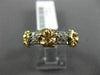 ESTATE .60CT DIAMOND 14KT WHITE & YELLOW GOLD 3 FLOWER WEDDING ANNIVERSARY RING