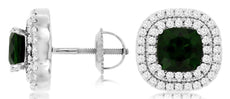 2.50CT DIAMOND & AAA RUSSALITE 14KT WHITE GOLD 3D SQUARE SCREWBACK STUD EARRINGS