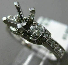 .6CT DIAMOND 14K WHITE GOLD 3 STONE FILIGREE MILGRAIN SEMI MOUNT ENGAGEMENT RING