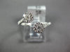 ESTATE WIDE .47CT DIAMOND 18KT WHITE GOLD CLUSTER DOUBLE FLOWER CRISS CROSS RING