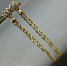 ESTATE LONG .26CT DIAMOND 14K YELLOW GOLD 3D CLUSTER CHANDELIER HANGING EARRINGS