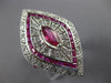 ESTATE EXTRA LARGE 3.88CT DIAMOND & AAA RUBY 14KT WHITE GOLD MARQUISE SHAPE RING