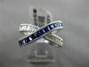 ESTATE WIDE 1.85CT DIAMOND & AAA SAPPHIRE 14KT WHITE GOLD MILGRAIN X LOVE RING