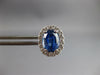 LARGE 4CT DIAMOND & AAA CEYLON SAPPHIRE 18KT WHITE GOLD OVAL HALO STUD EARRINGS