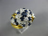 ESTATE LARGE 2.0CT DIAMOND & AAA SAPPHIRE 18KT 2 TONE GOLD 3D FLOWER FUN RING