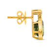 4.04CT DIAMOND & AAA GREEN SAPPHIRE 14KT YELLOW GOLD OVAL & ROUND STUD EARRINGS