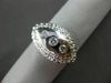 ESTATE WIDE .20CT DIAMOND 14KT WHITE & YELLOW GOLD FILIGREE 3 STONE RING #21033