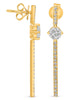 .97CT DIAMOND 14KT YELLOW GOLD 3D CLASSIC ROUND SOLITAIRE BAR HANGING EARRINGS