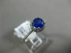 ESTATE .92CT DIAMOND & AAA SAPPHIRE 14K WHITE GOLD 3D ROUND HALO ENGAGEMENT RING