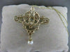ANTIQUE DIAMOND PEARL 14K YELLOW GOLD OPEN FILIGREE VICTORIAN PIN PENDANT #2360