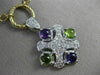 ESTATE LARGE 3.50CT DIAMOND & GREEN PURPLE AMETHYST 14K GOLD PAVE ITALY NECKLACE