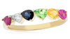 1.06CT DIAMOND & MULTI GEM 14KT YELLOW GOLD 3D SIX STONE PEAR SHAPE RAINBOW RING