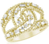 WIDE .47CT DIAMOND 14K YELLOW GOLD ROUND & BAGUETTE MULTI ROW LOVE KNOT FUN RING
