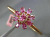 ESTATE LARGE 5.10CT DIAMOND & RUBY 14KT ROSE GOLD FLOWER CLASSIC BANGLE BRACELET