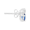 1.55CT DIAMOND & AAA SAPPHIRE14K WHITE GOLD ROUND DOUBLE SOLITAIRE STUD EARRINGS