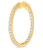 ESTATE 3.0CT DIAMOND 14KT YELLOW GOLD CLASSIC INSIDE OUT HOOP HANGING EARRINGS