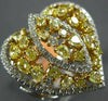 ESTATE EXTRA LARGE 2.88CT WHITE & FANCY YELLOW DIAMOND 18K TWO TONE GOLD 3D RING