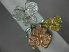 ESTATE LARGE .94CT MULTI COLOR DIAMOND 18K TRI COLOR GOLD 3D BUTTERFLY LOVE RING