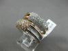 ESTATE LARGE 1.01CT DIAMOND 18K WHITE & ROSE GOLD MULTI ROW RECTANGULAR FUN RING