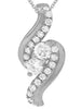 ESTATE .37CT DIAMOND 18K WHITE GOLD 3D 2 STONE CRISS CROSS LOVE FLOATING PENDANT