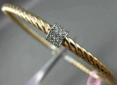 ESTATE .35CT DIAMOND 14KT WHITE & ROSE GOLD CIRCLE OF LIFE ROPE BANGLE BRACELET