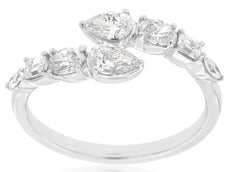 ESTATE .92CT DIAMOND 14KT WHITE GOLD MULTI SHAPE 8 STONE CRISS CROSS SNAKE RING