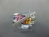 3.02CT DIAMOND & AAA RAINBOW SAPPHIRE 14KT WHITE GOLD CRISS CROSS INFINITY RING