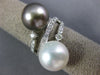 LARGE .57CT DIAMOND AAA SOUTH SEA & TAHITIAN PEARL 14KT WHITE GOLD 3D RING #2372