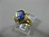 ESTATE 1.33CT DIAMOND & AAA PEAR TANZANITE 14K YELLOW GOLD 3D COCKTAIL RING 9787