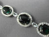 WIDE 21.17CT DIAMOND AQUAMARINE & TOURMALINE 18KT WHITE GOLD 3D TENNIS BRACELET