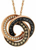 1.40CT WHITE BLACK & MOCHA DIAMOND 14KT ROSE GOLD 3D CIRCULAR LOVE KNOT PENDANT