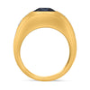 LARGE 2.77CT DIAMOND & AAA SAPPHIRE 14K YELLOW GOLD OVAL & ROUND BEZEL MENS RING