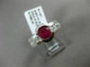 ESTATE WIDE 1.64CT DIAMOND & RUBY PLATINUM SEMI BEZEL SOLITAIRE ENGAGEMENT RING