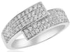 ESTATE .74CT DIAMOND 18KT WHITE GOLD MULTI ROW RECTANGULAR CRISS CROSS FUN RING