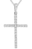 ESTATE .06CT DIAMOND 14KT WHITE GOLD 3D ROUND CLASSIC CROSS FLOATING PENDANT