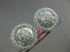 ESTATE LARGE 3.15CT ROUND & BAGUETTE DIAMOND 18KT WHITE GOLD 3D FLOWER EARRINGS