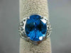 LARGE 3.03CT DIAMOND & AAA OVAL BLUE TOPAZ 14K WHITE GOLD OPEN FILIGREE FUN RING