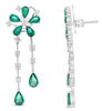 LARGE 3.69CT DIAMOND & AAA EMERALD 18K WHITE GOLD 3D PEAR SHAPE & ROUND EARRINGS