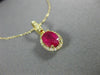 ESTATE 1.02CT DIAMOND & AAA OVAL RUBY 14KT YELLOW GOLD 3D HALO FLOATING PENDANT