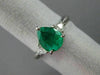 ESTATE 1.65CT DIAMOND & AAA COLOMBIAN EMERALD PLATINUM 3 STONE ENGAGEMENT RING