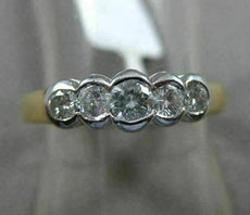 ESTATE .75CT DIAMOND 14KT WHITE & YELLOW GOLD 5 STONE GRADUATING SEMI BEZEL RING