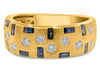 WIDE .81CT DIAMOND & AAA SAPPHIRE 14KT YELLOW GOLD ROUND & BAGUETTE ETOILE RING